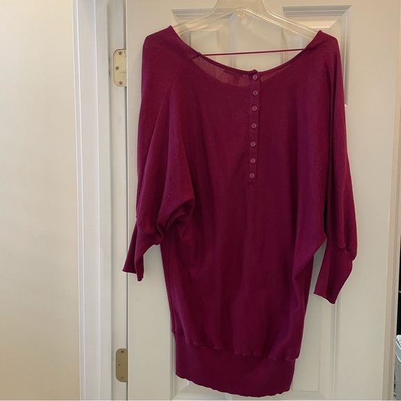 Halogen burgundy sweater, drape neck dolman sleeves, S - Picture 2 of 11
